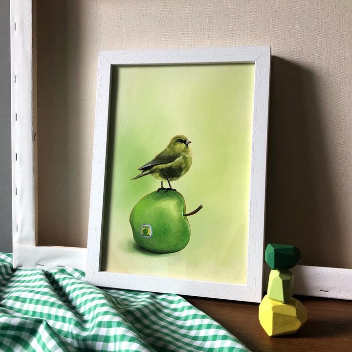 picture of Bird-Green-Rectangle-Picture frame-Beak-Interior design-Feather-Art-Wall-2105429406284867