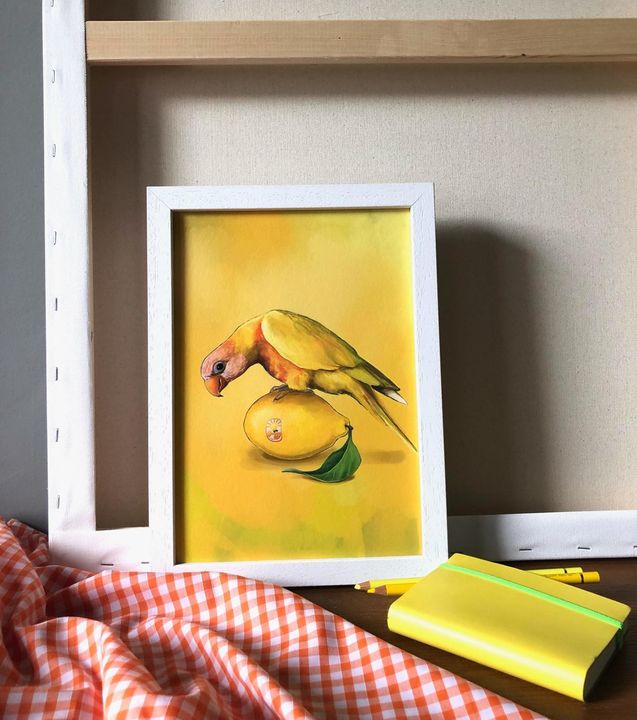 picture of Bird-Picture frame-Rectangle-Paint-Orange-Interior design-Wood-Wall-Art-505065161631750