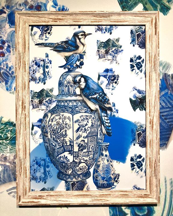 picture of Blue-Blue and white porcelain-Textile-Art-Picture frame-Printmaking-Turtle-Tapestry-Sea turtle-1424278477733300