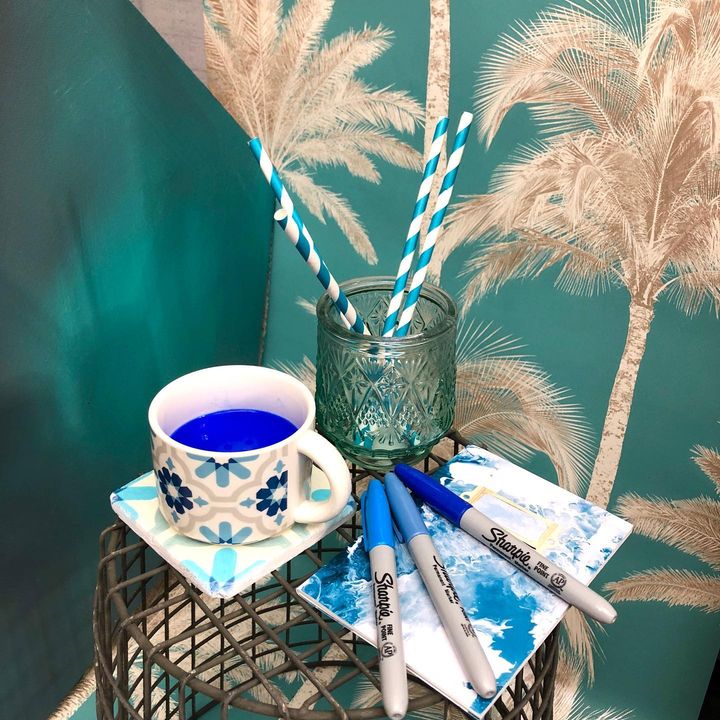 picture of Blue-Turquoise-Feather-Branch-Tree-Turquoise-Twig-Drinkware-Plant-1655033627991116