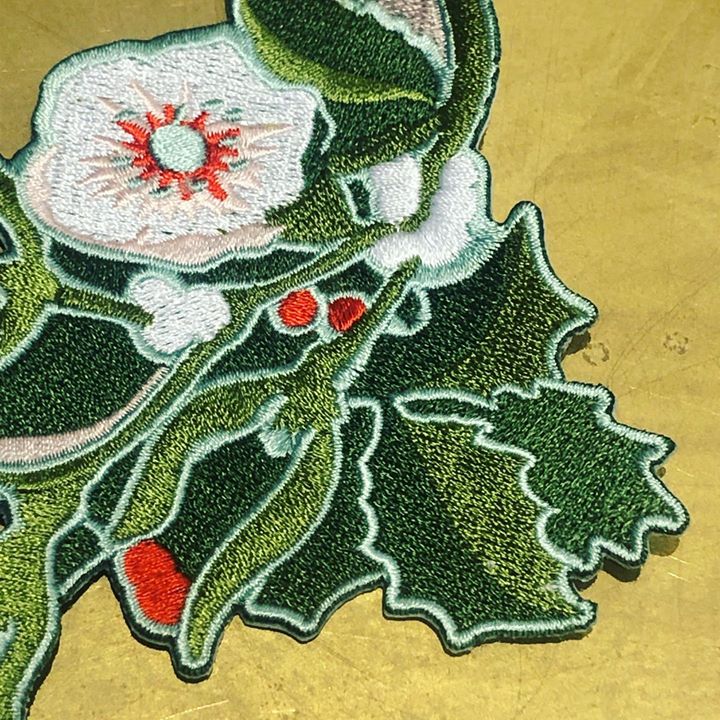 picture of Botany-Holly-Plant-Leaf-Flower-Textile-Embroidery-Perennial plant-Art-1411660425661772