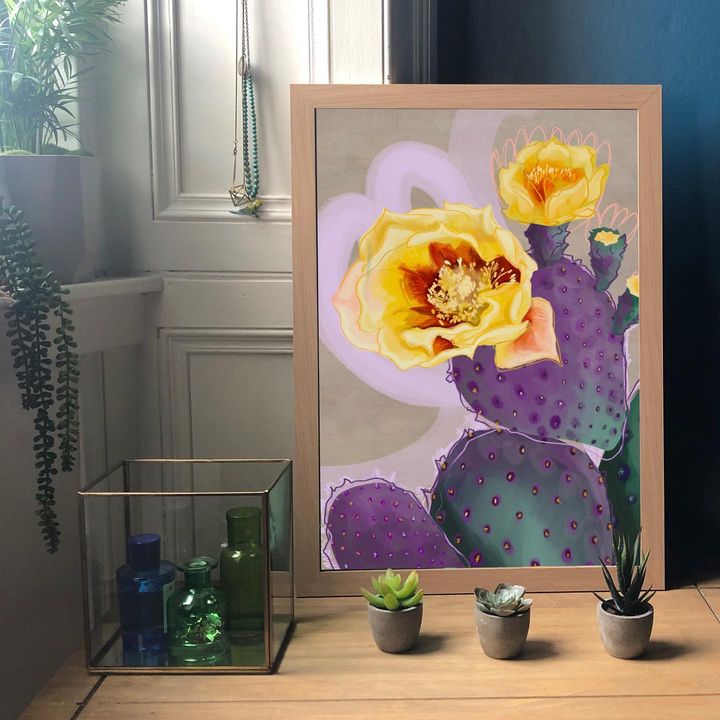 picture of Flower-Plant-Flowerpot-Houseplant-Purple-Botany-Leaf-Picture frame-Petal-1981427582018384