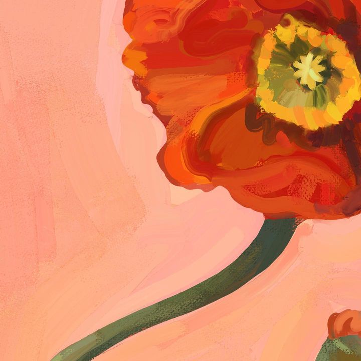 picture of Flower-Plant-Paint-Art paint-Petal-Orange-Art-Tints and shades-Painting-1898539840307159