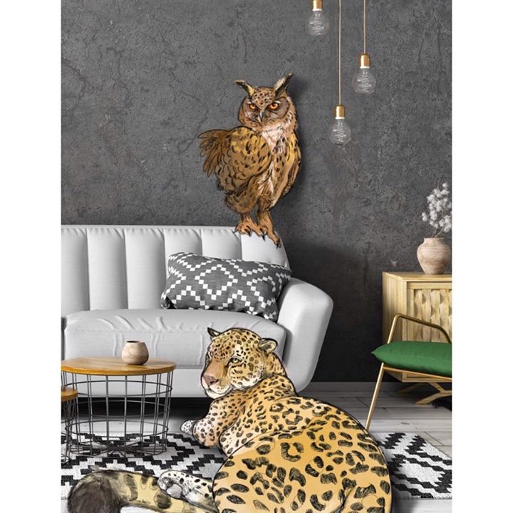 picture of Owl-Felidae-Room-Wildlife-Interior design-Cat-Furniture-Small to medium-sized cats-Wallpaper-1574373356057144