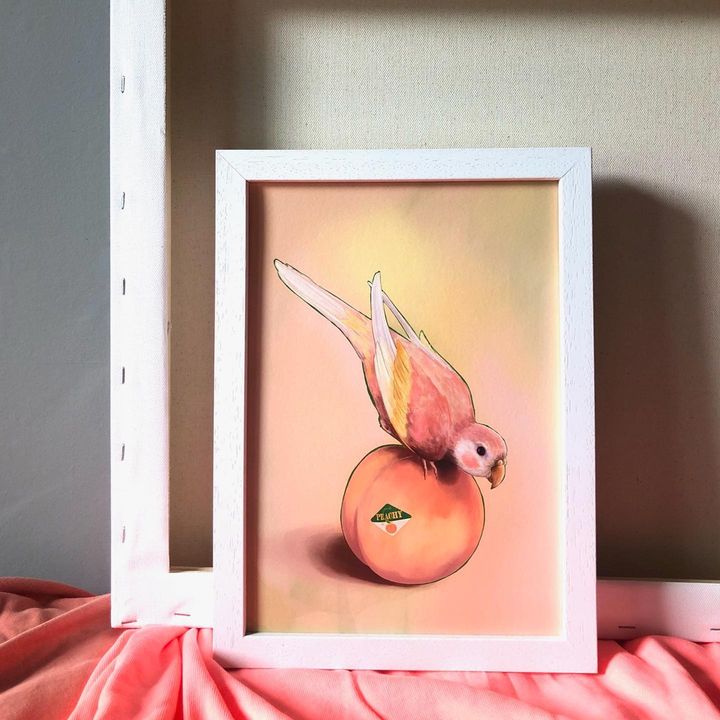 picture of Picture frame-Orange-Fruit-Art-Rectangle-Natural foods-Twig-Wood-Songbird-2105429412951533