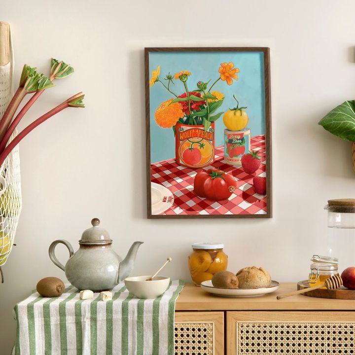 picture of Tableware-Dishware-Plant-Picture frame-Orange-Textile-Serveware-Yellow-Vase-692439196227678