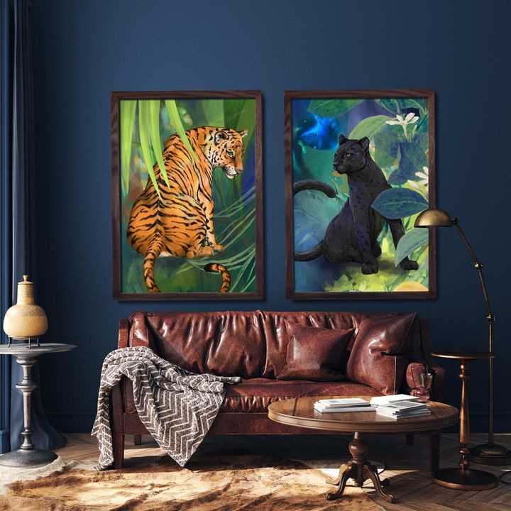 picture of Tiger-Room-Modern art-Living room-Art-Big cats-Wall-Painting-Felidae-1671188106375668