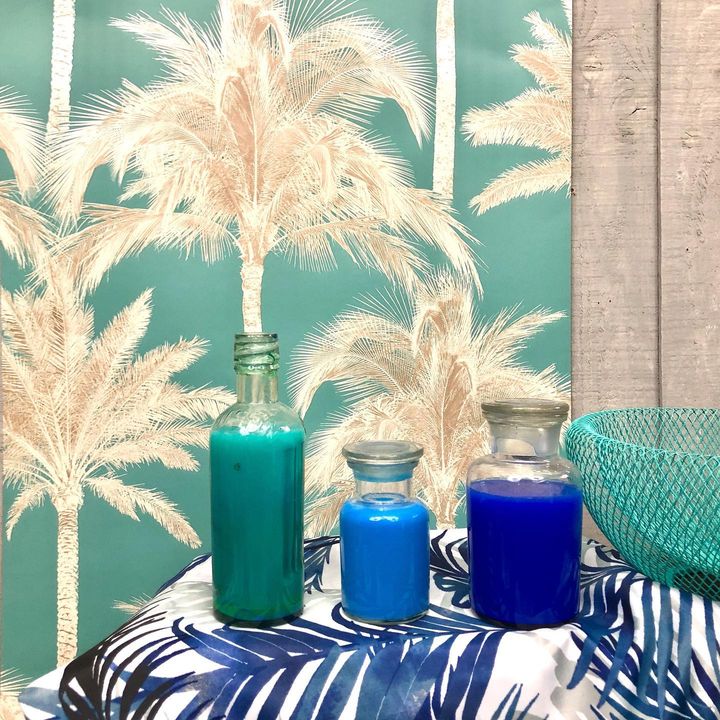 picture of Turquoise-Aqua-Turquoise-Feather-Mason jar-Palm tree-Drink---1655033677991111