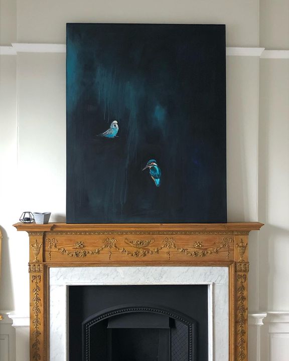 picture of Wall-Grey-Teal-Hearth-Paint-Gas-Blackboard-Rectangle-Fireplace-1796377030523441