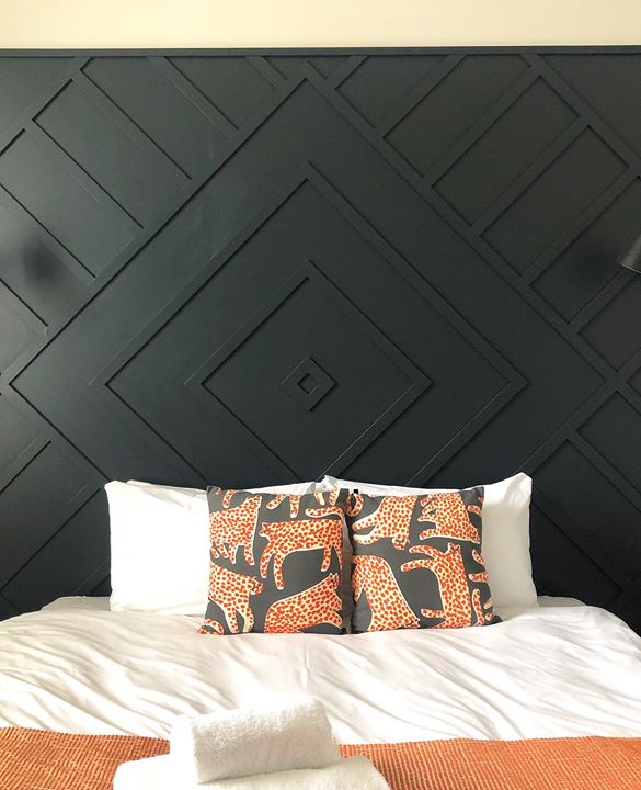 picture of Wall-Room-Bedroom-Furniture-Bed-Orange-Brown-Interior design-Wallpaper-1347834742044341